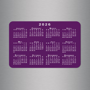 Vit 2026-kalender om Lilans bakgrundsmall Magnet
