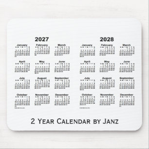 Vit 2027-2028 2 år kalender av Janz Mousepad Musmatta