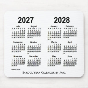 Vit 2027-2028 skolar kalendern vid Janz Musmatta