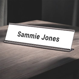 Vit 2 x 8 Namn plåt för dekbord eller utbytbar