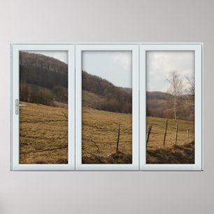Vit 3-fönsterbild Land höst Poster