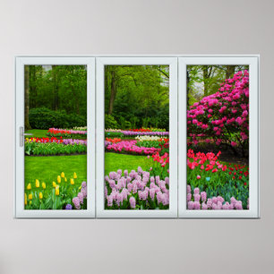Vit 3-fönsterbild Vår Garden Poster