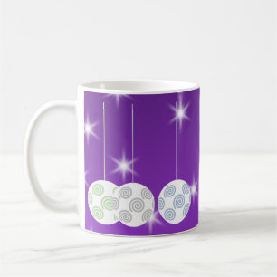 Vit 3 virvlar runt designjulBaubles. På lilor Kaffemugg