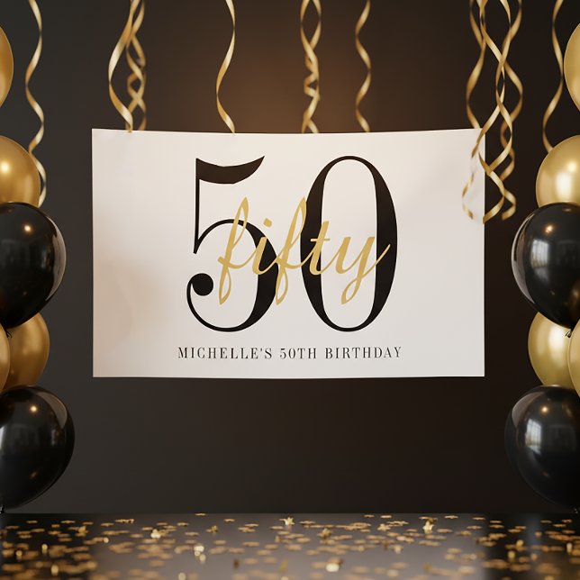 Vit 50-årsfest Svart Guld Chic Poster (Skapare uppladdad)