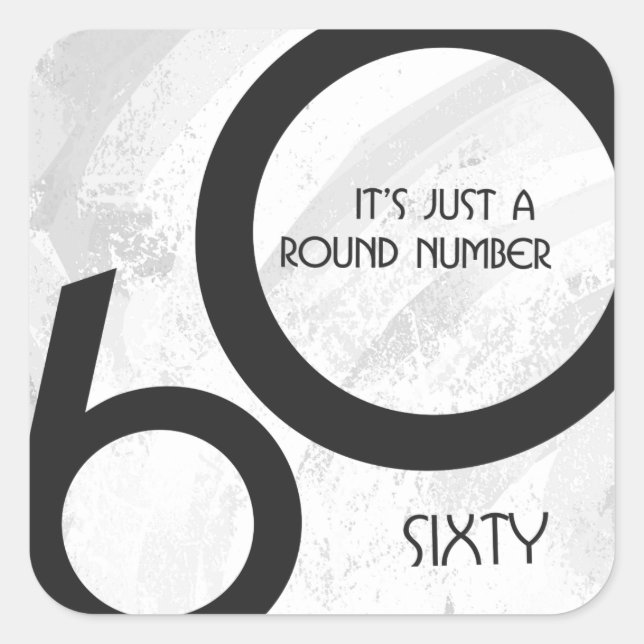 Vit 60-årsjubileum fyrkantigt klistermärke (Framsida)