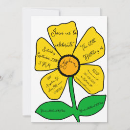 Vit 60:e födelsedag Guld Doodle Flower Inbjudningar