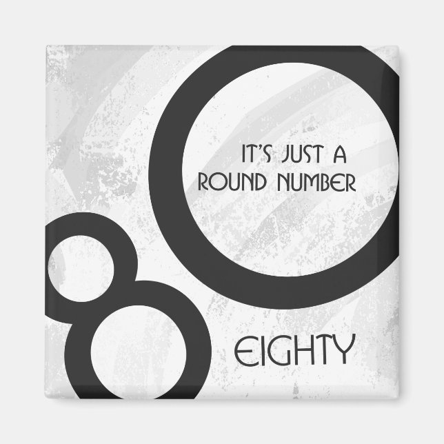 Vit 80-årsjubileum magnet (Framsidan)