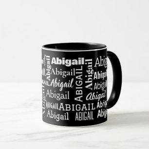 Vit ABIGAIL Namn På Svart Mugg