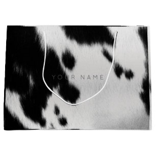 Vit Abstrakt av animalskinn Cow Grått Glam