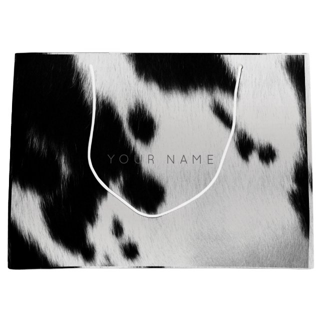 Vit Abstrakt av animalskinn Cow Grått Glam (Framsidan)