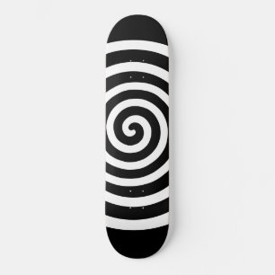 Vit Abstrakt Spiral Circle on Black Mini Skateboard Bräda 18,5 Cm