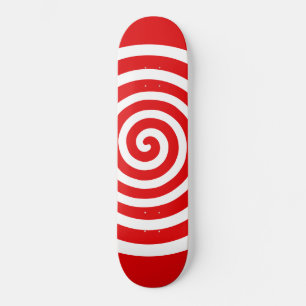 Vit Abstrakt Spiral cirkel på Röd Mini Skateboard Bräda 18,5 Cm