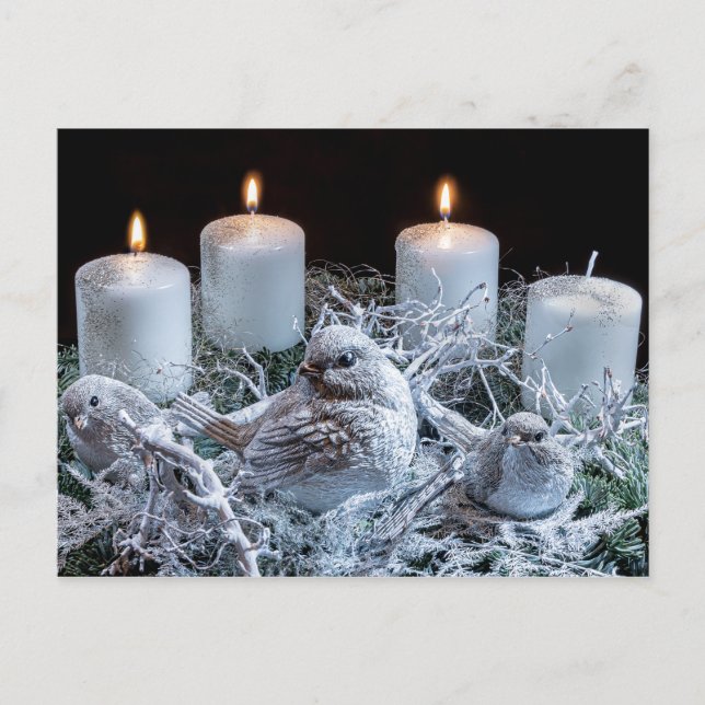 Vit adventskrans vykort (Framsida)
