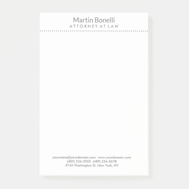 Vit advokat vid juridik Utmärkt traditionell enkel Post-it Block (Framsida)