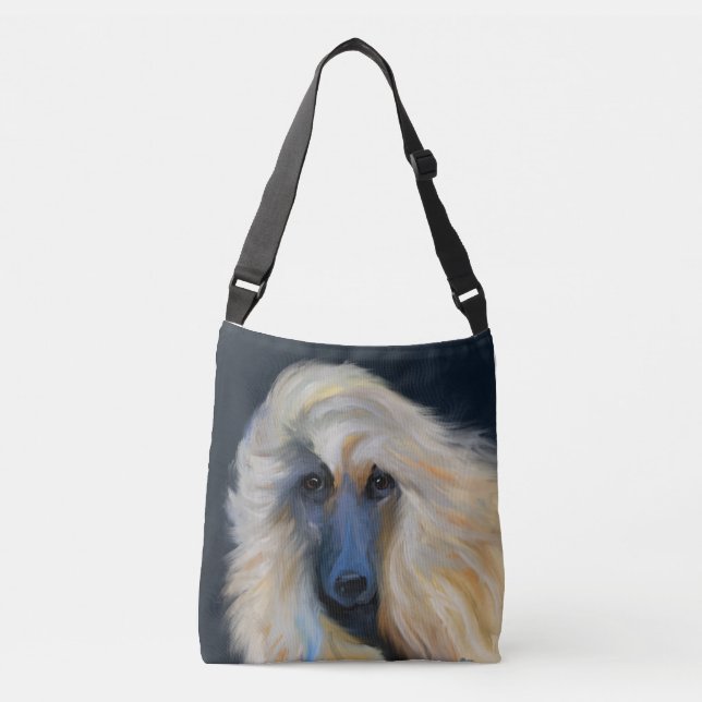 Vit Afghanhund Axelväska (Framsida)