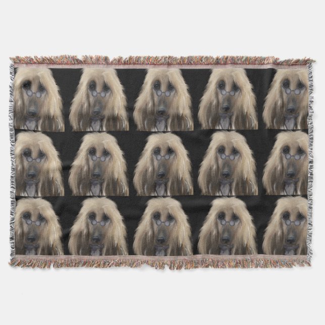 Vit Afghansk Hund    Filt (Framsidan)