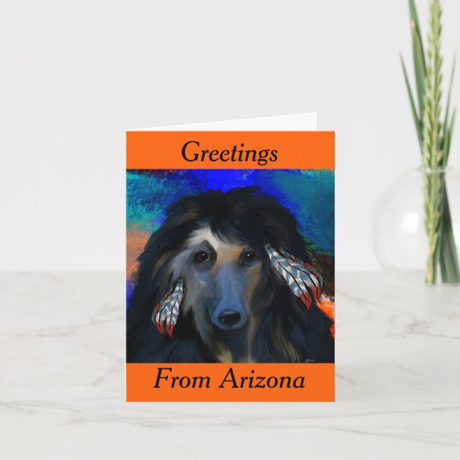 Vit Afghansk Hund   Kort (Framsida)