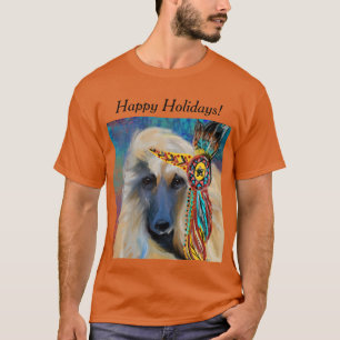 Vit Afghansk Hund T Shirt