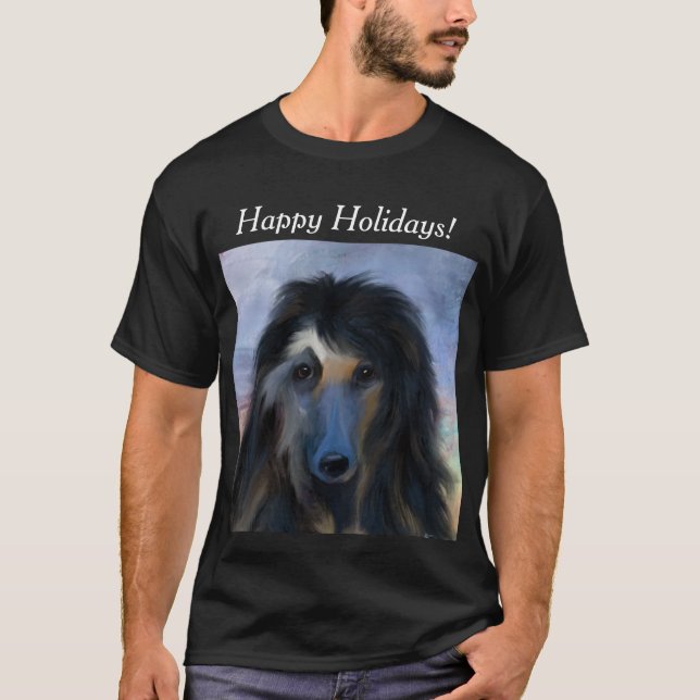 Vit Afghansk Hund    T Shirt (Framsida)