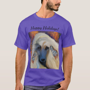 Vit Afghansk Hund T Shirt