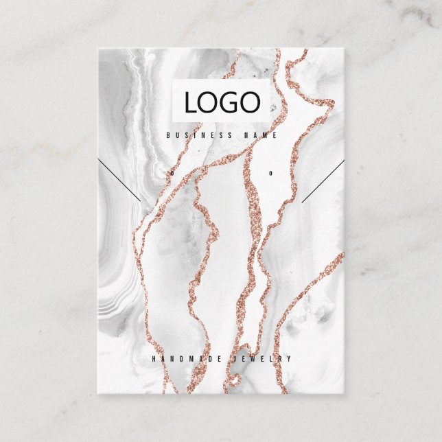 Vit agate Jewelry Earrings Necklace Visning Card Visitkort (Framsida)