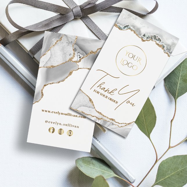 Vit agate paket infogning visitkort (Skapare uppladdad)