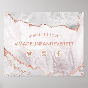 Vit agate  vid Kärlek Bröllop Social Poster