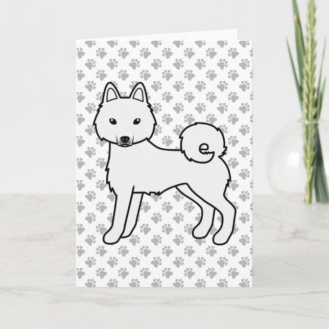 Vit Alaska Klee Kai Cute Tecknad hund Kort (Framsida)