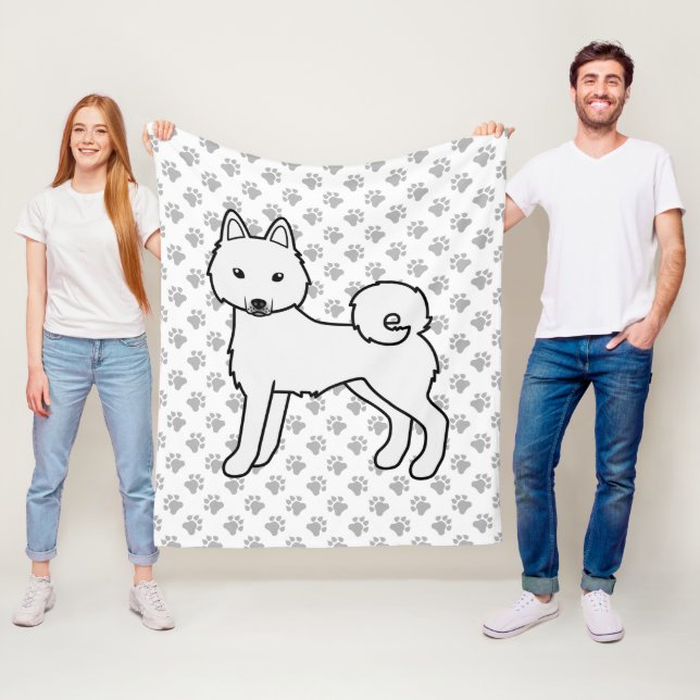 Vit Alaskan Klee Kai söt hund & tassar Fleecefilt (På plats)