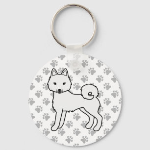 Vit Alaskan Klee Kai söt hund & tassar Nyckelring