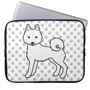 Vit Alaskan Klee Kai Söt Tecknad Hund Laptop Fodral