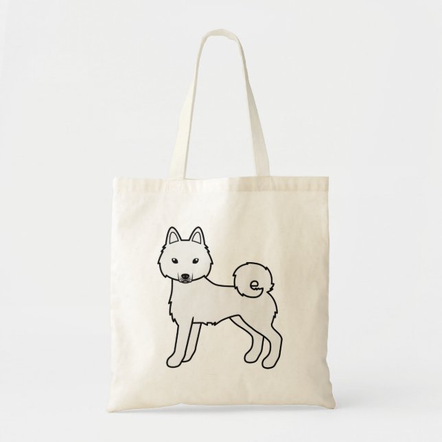 Vit Alaskan Klee Kai Söt Tecknad Hund Tygkasse (Framsidan)