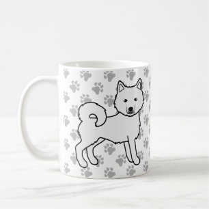 Vit Alaskan Malamute Söt Hund & Tassar Kaffemugg