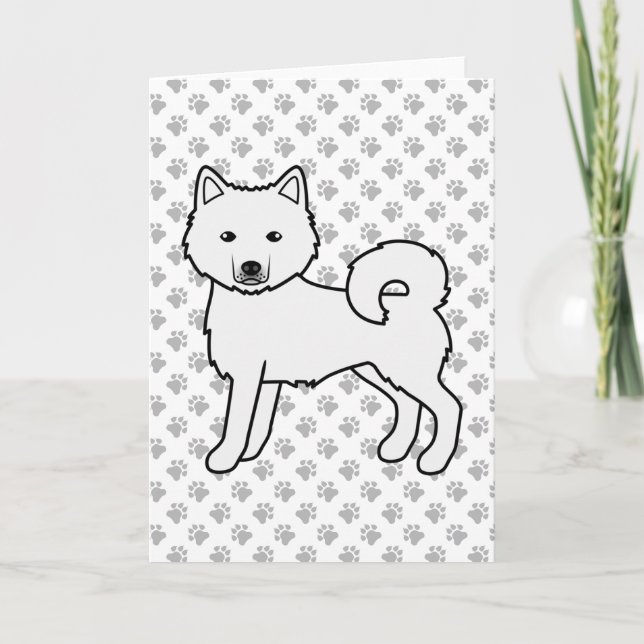 Vit Alaskan Malamute Söt Tecknad Hund Kort (Framsida)