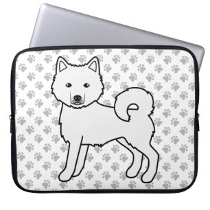 Vit Alaskan Malamute Söt Tecknad Hund Laptop Fodral