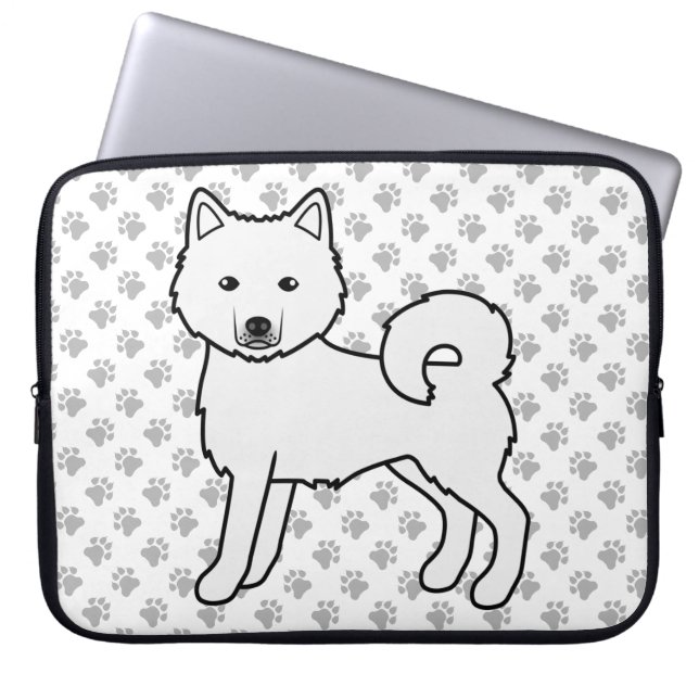 Vit Alaskan Malamute Söt Tecknad Hund Laptop Fodral (Framsidan)