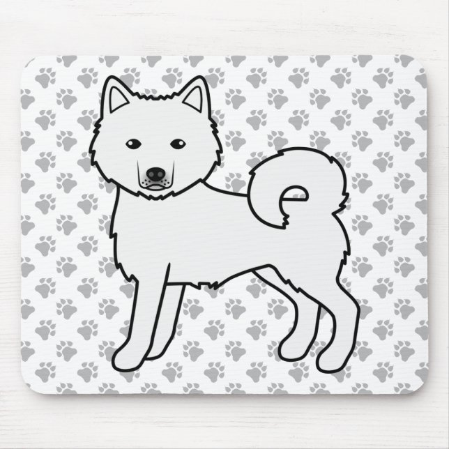 Vit Alaskan Malamute Söt Tecknad Hund Musmatta (Framsidan)