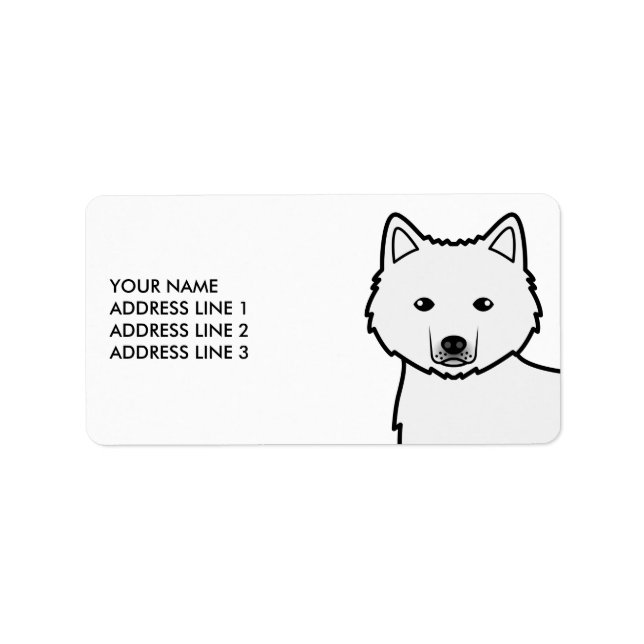 Vit Alaskan Malamute Tecknad Hund & Anpassad Text Adressetikett (Framsidan)