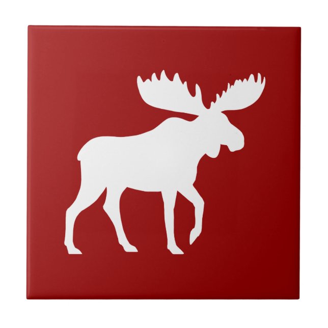 Vit älg siluett kakelplatta (Framsidan)