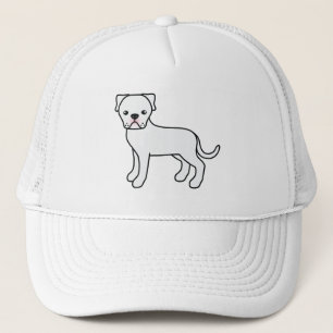 Vit Amerikansk Bulldog Tecknad Hund Illustration Keps