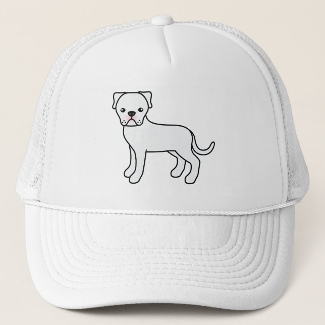 Vit Amerikansk Bulldog Tecknad Hund Illustration Keps (Framsida)