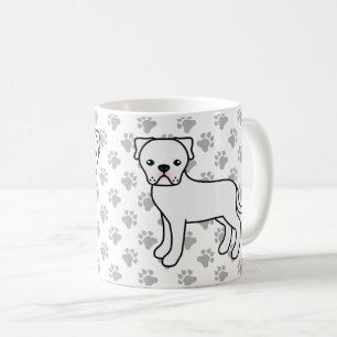 Vit amerikansk bulldogg söt serietecknad hund kaffemugg