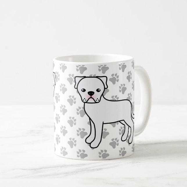 Vit amerikansk bulldogg söt serietecknad hund kaffemugg (Framsida höger)