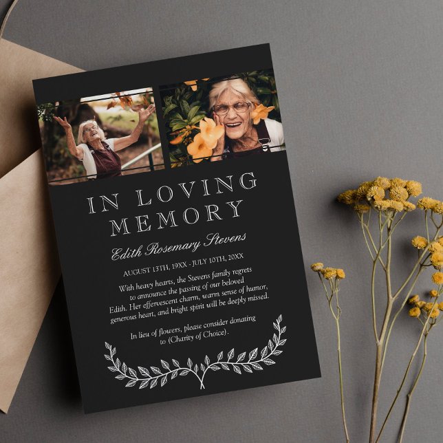 Vit andningsfoto in Loving Memory Notice Meddelande (Skapare uppladdad)