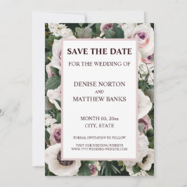 Vit anemon om Emerald Grönt Spara datum Inbjudningar