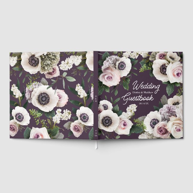 Vit Anemone på Midnight Plum Gästböcker (Full)