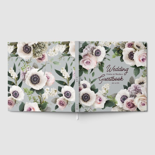 Vit Anemone på Nordlig Droppfläck Grå Gästböcker (Full)