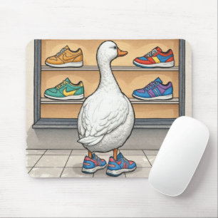 Vit anka som handlar sneakers musmatta