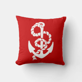 Vit ankarpunkt, röd och blå bakgrund (båda sidor) kudde