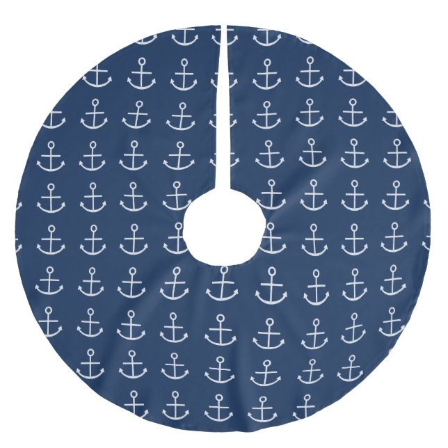 Vit ankrar julgransmatta borstad polyester (Framsidan)